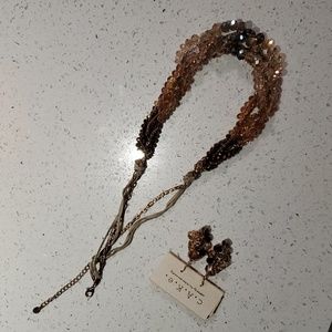 c.A.K.e by Ali-Khan NY gold and champagne colored crystal earrings and necklace